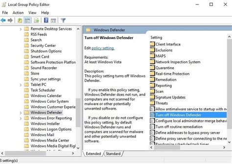 How to activate windows defender group policy